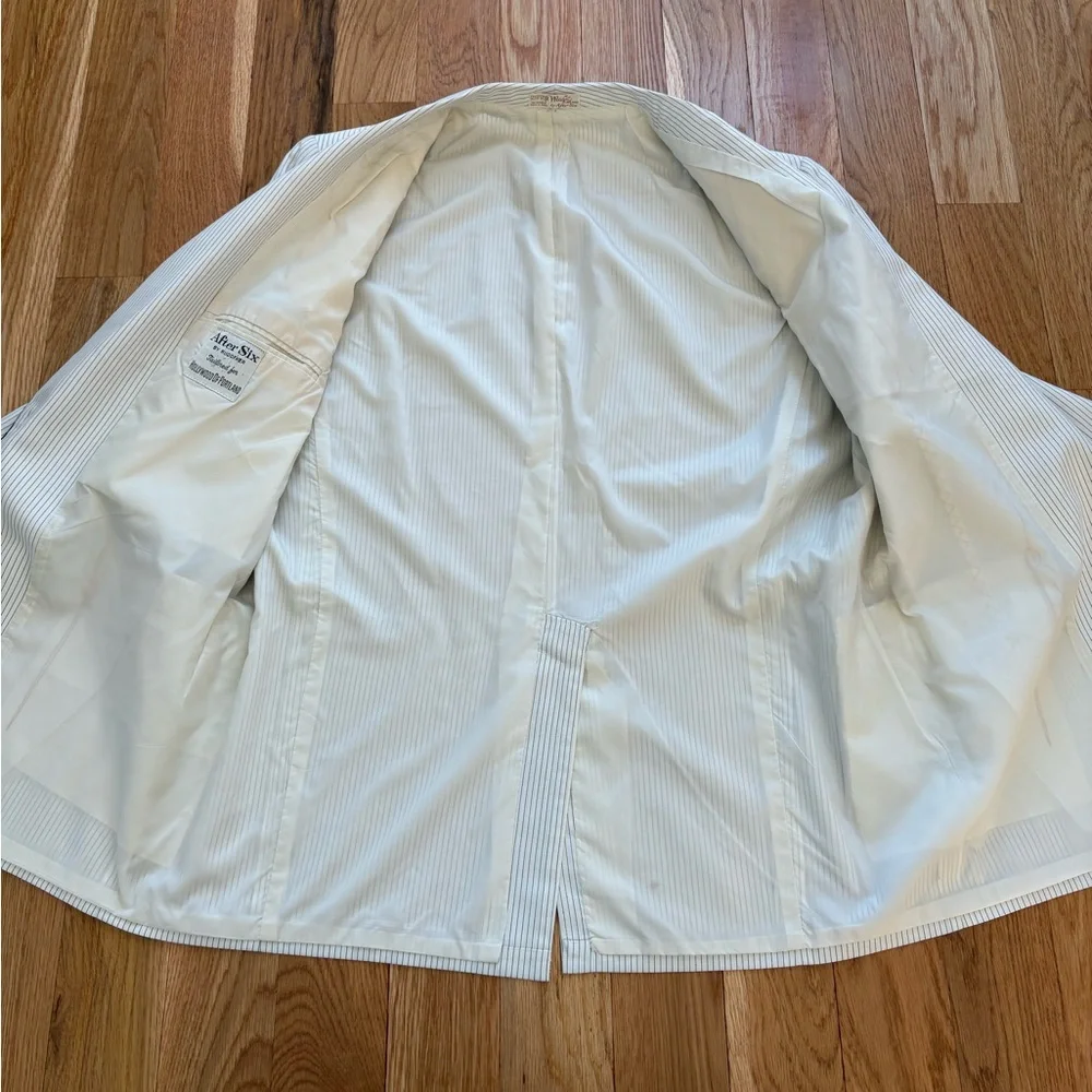 After Six Nite Magic Vintage 40s Pinstripe White Dinner Jacket Tux Sportcoat 43R